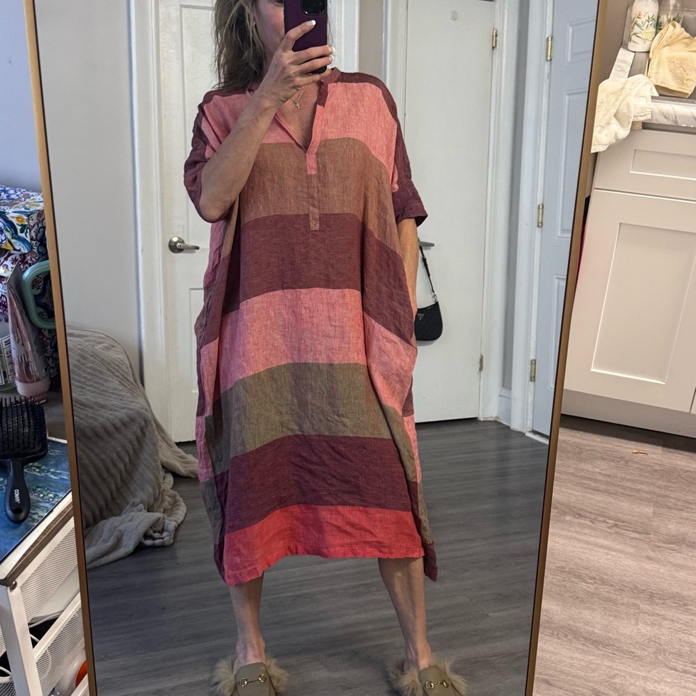 Humanoid Oversized Linen Striped Dress  Made in Romania